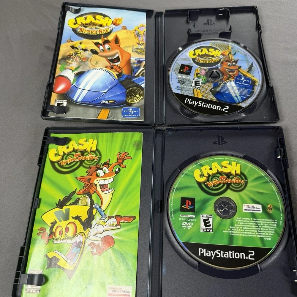 Lot of 2 Playstation 2 Games Crash Nitro Cart and Crash Twinsanity Both CIB
